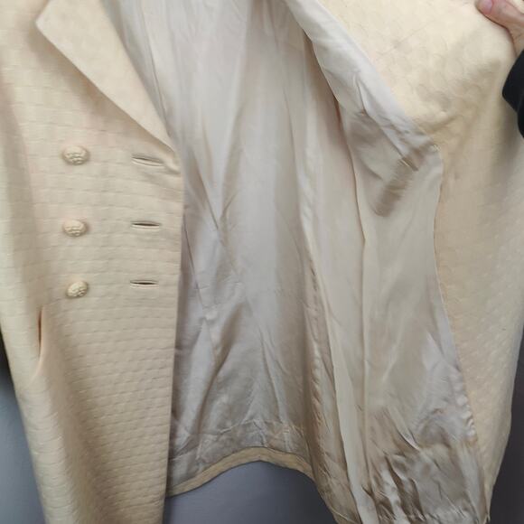 Vintage Robinsons Pea Coat Womens Small Cream Textured Knit 50s 60s Retro Mod - Picture 4 of 11